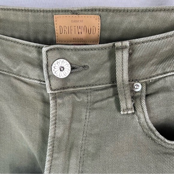 Driftwood Collette green cropped denim pants women’s 27 flannel trimmed jeans - Picture 5 of 16